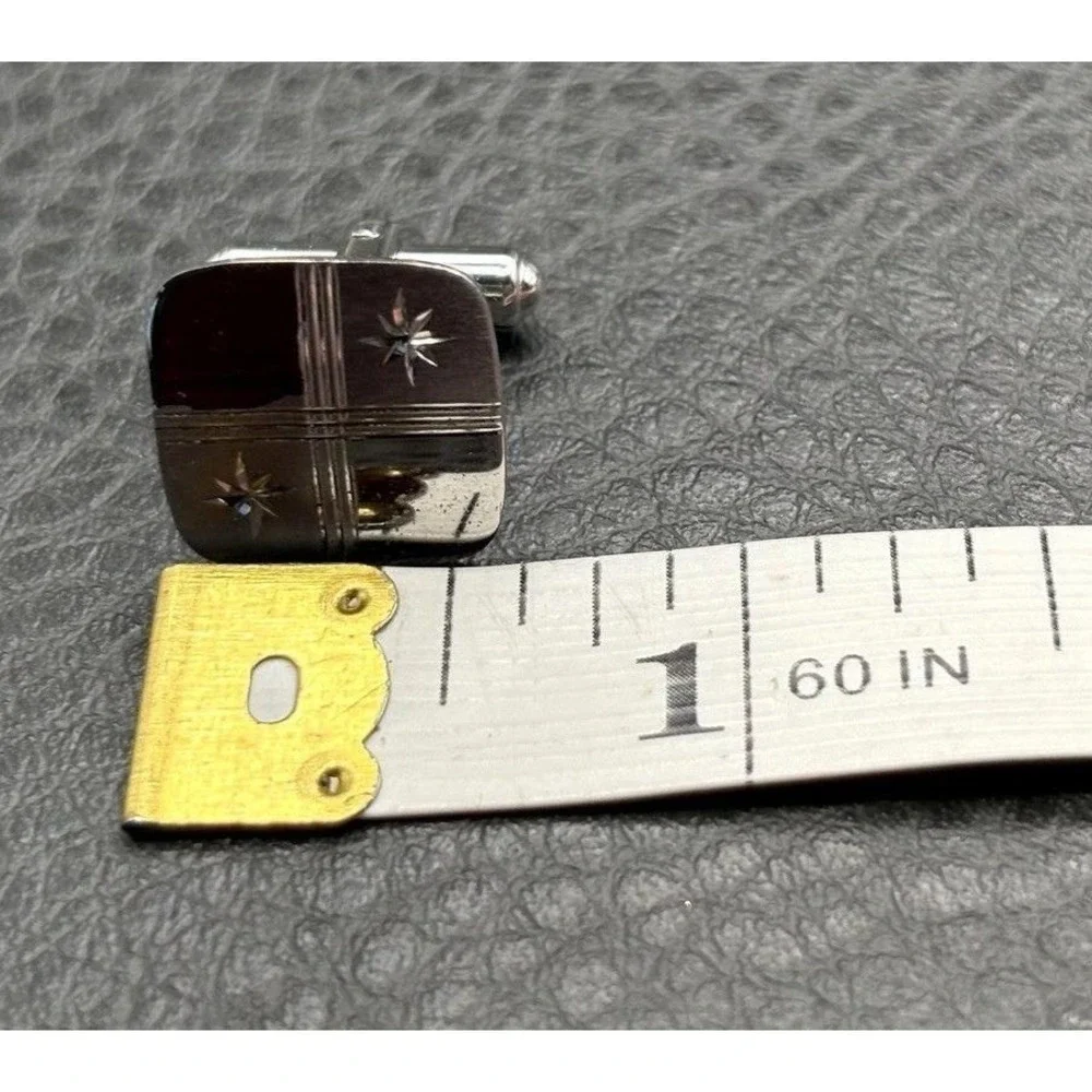 Hickok Sterling Silver Modernist Atomic Stars Square Cufflinks Star Mod MCM